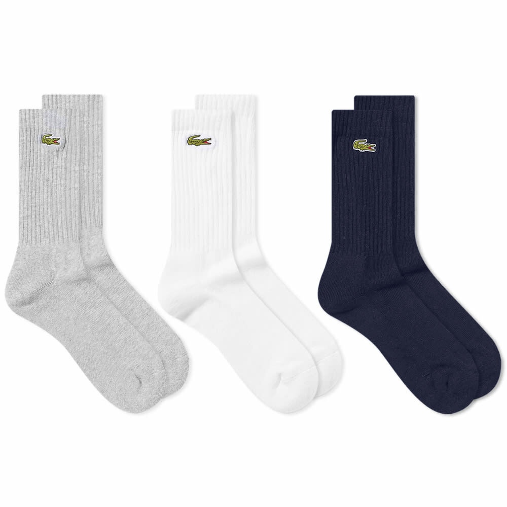 Lacoste Men's Classic Sock - 3 Pack in Silver Marl/White/Black Lacoste