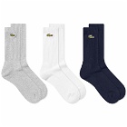 Lacoste Men's Classic Sock - 3 Pack in Silver Marl/White/Black