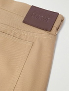 LOEWE - Carpenter Straight-Leg Leather-Trimmed Cotton-Twill Trousers - Neutrals