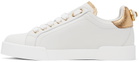 Dolce & Gabbana White & Gold Portofino Low Sneakers