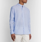Loro Piana - Grandad-Collar Slub Cotton Shirt - Blue