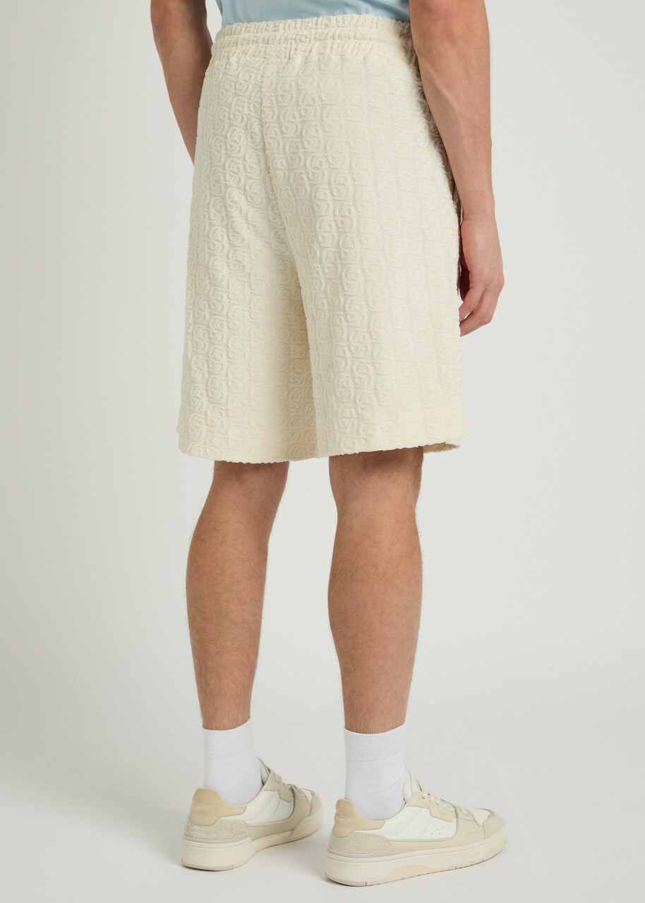 DRÔLE DE Monsieur Monogramme Terry Cotton Shorts Off White
