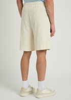 DRÔLE DE Monsieur Monogramme Terry Cotton Shorts Off White