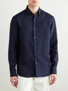 Brioni - Button-Down Collar Linen Shirt - Blue