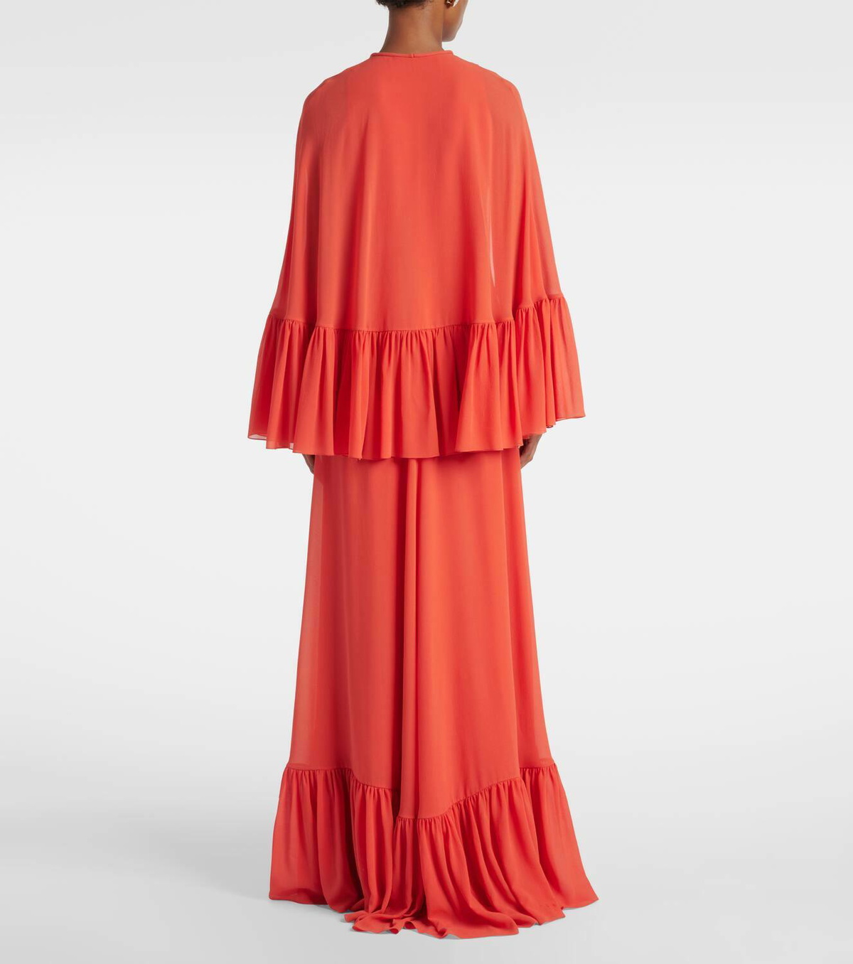 Valentino Caped silk georgette maxi dress