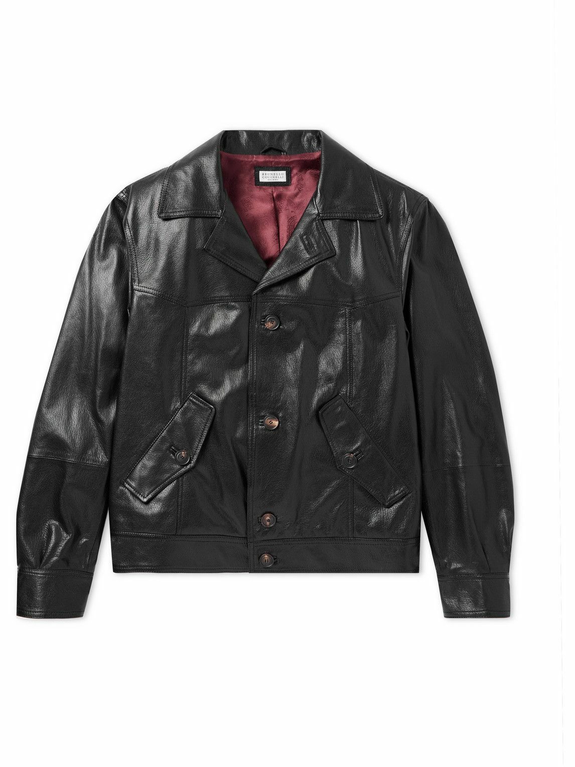 Brunello Cucinelli - Glossed Full-Grain Leather Jacket Brunello Cucinelli - Glossed Full-Grain Leather Jacket