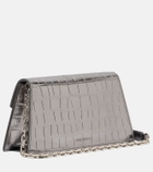 McQueen Skull Mini croc-effect leather clutch