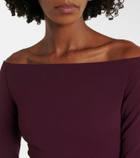 Solace London Astria off-shoulder satin-trimmed gown