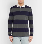 Armor Lux - Striped Cotton-Jersey Polo Shirt - Gray