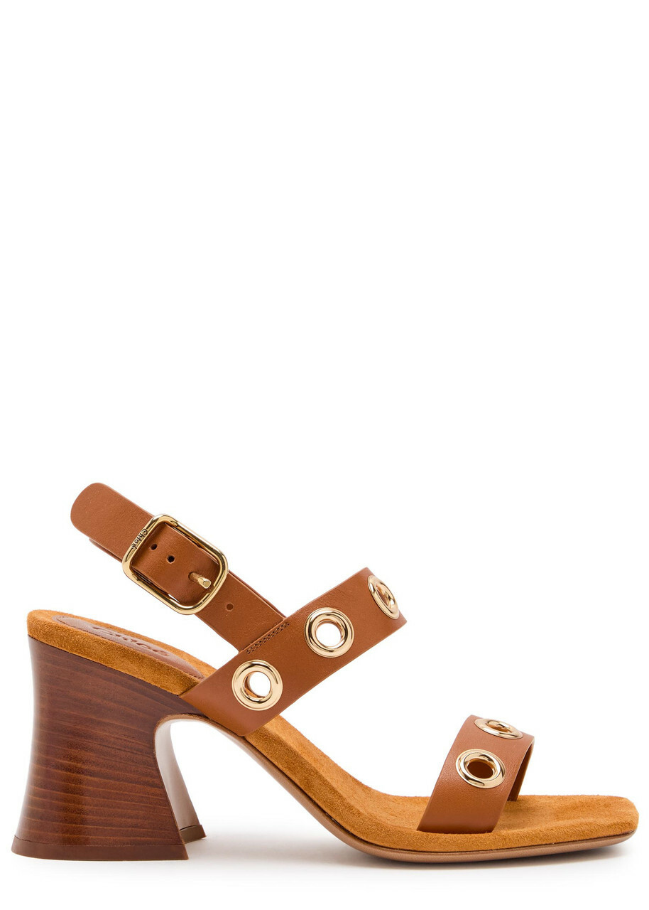 Chloe Janis 80 Eyelet-embellished Leather Sandals Brown