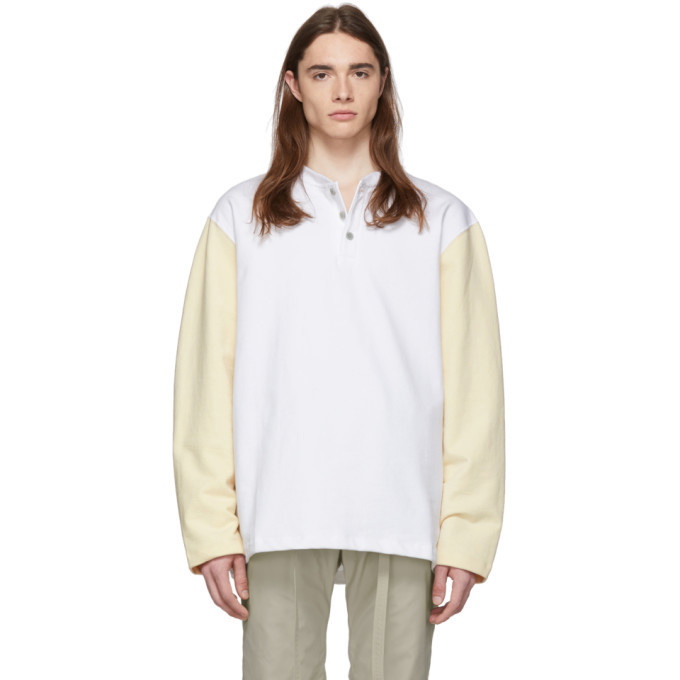 Fear of God White and Beige Long Sleeve Henley Fear Of God