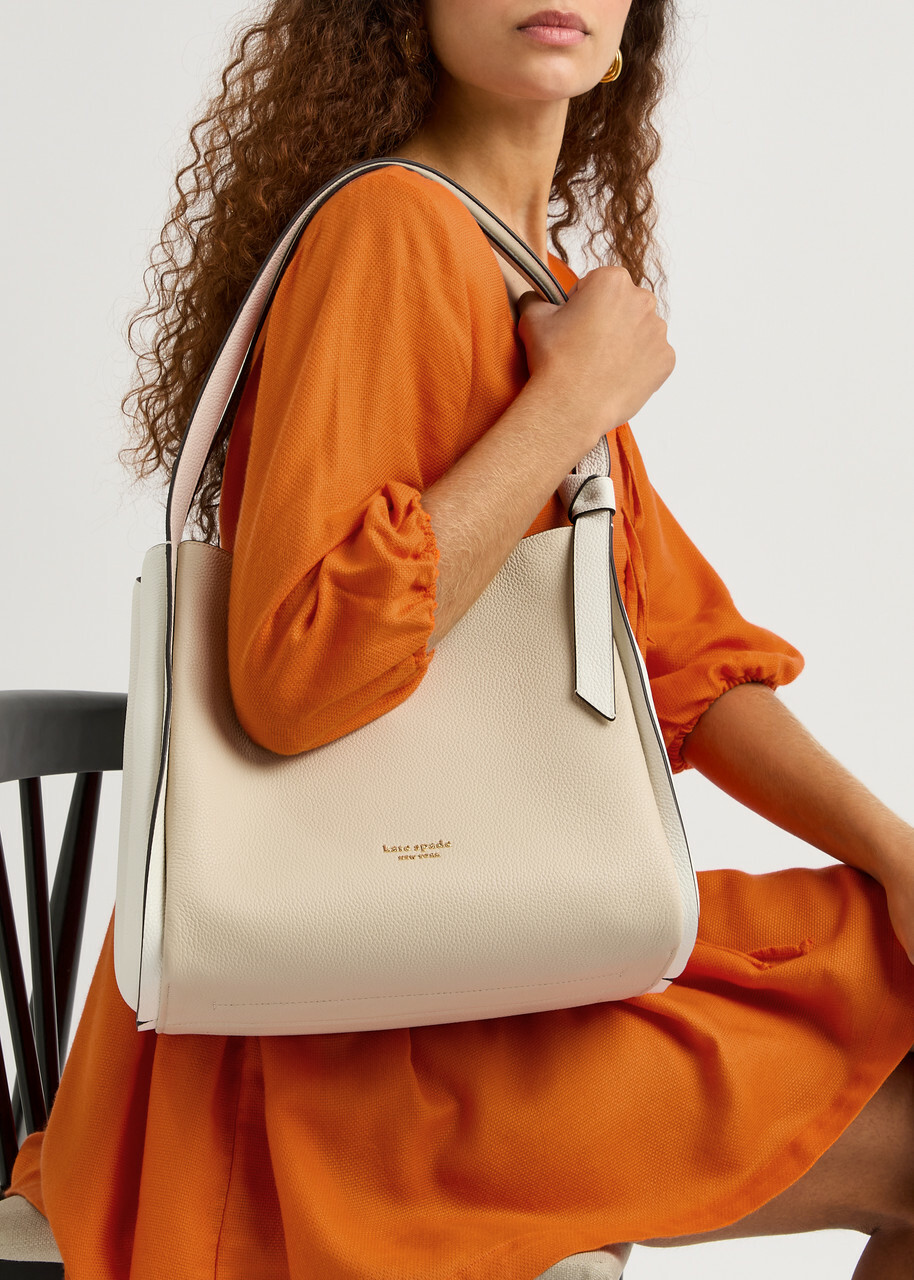 Kate Spade New York Knott Large Colour-blocked Leather Shoulder bag - Cream - One Size