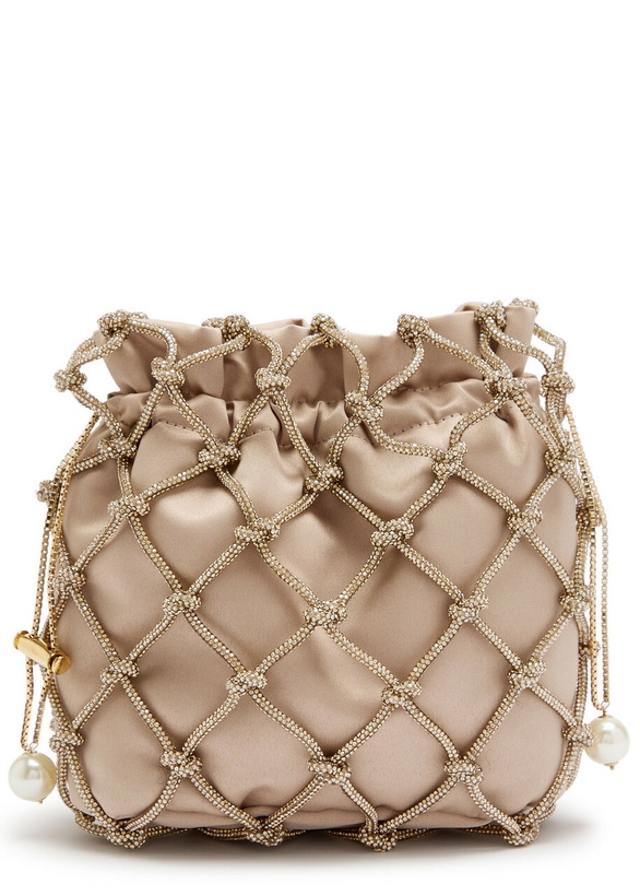 Photo: Rosantica Selene Capri Crystal-embellished Satin Drawstring bag - Light Pink - One Size