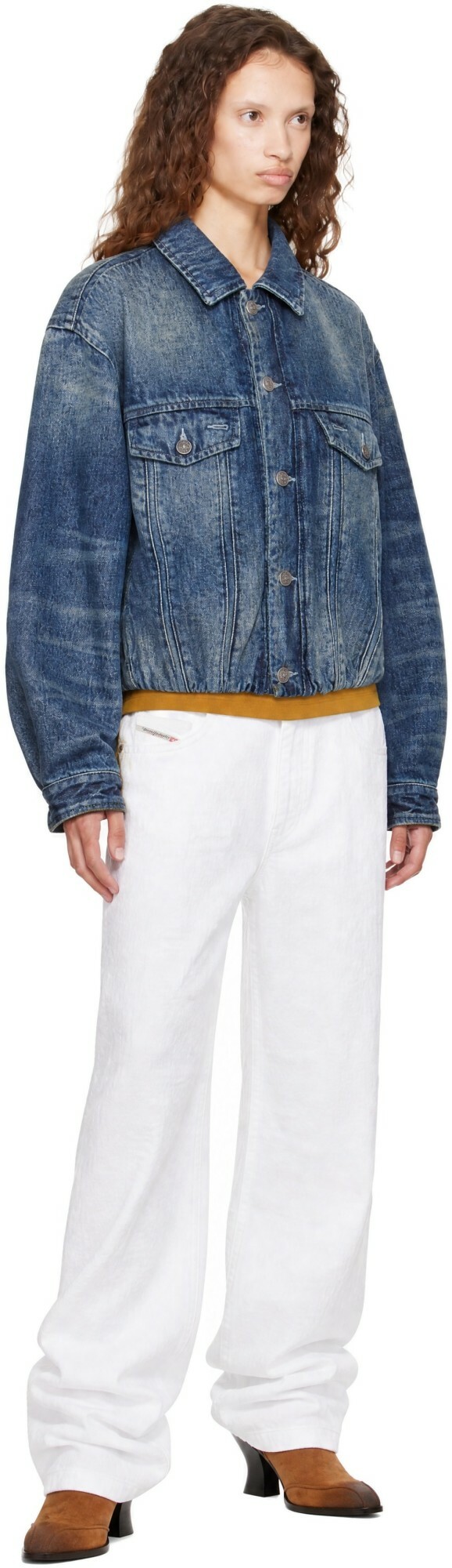 Diesel Blue Elasticated Denim Trucker Jacket