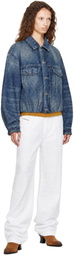 Diesel Blue Elasticated Denim Trucker Jacket