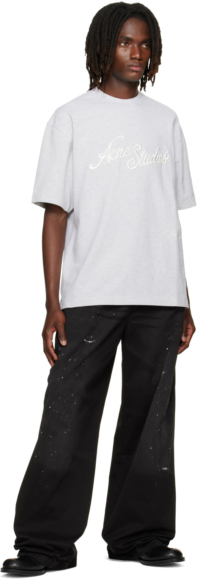 Acne Studios Black Paint Splatter Drawstring Trousers