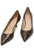 Stuart Weitzman Power 50 Python-effect Leather Pumps Beige