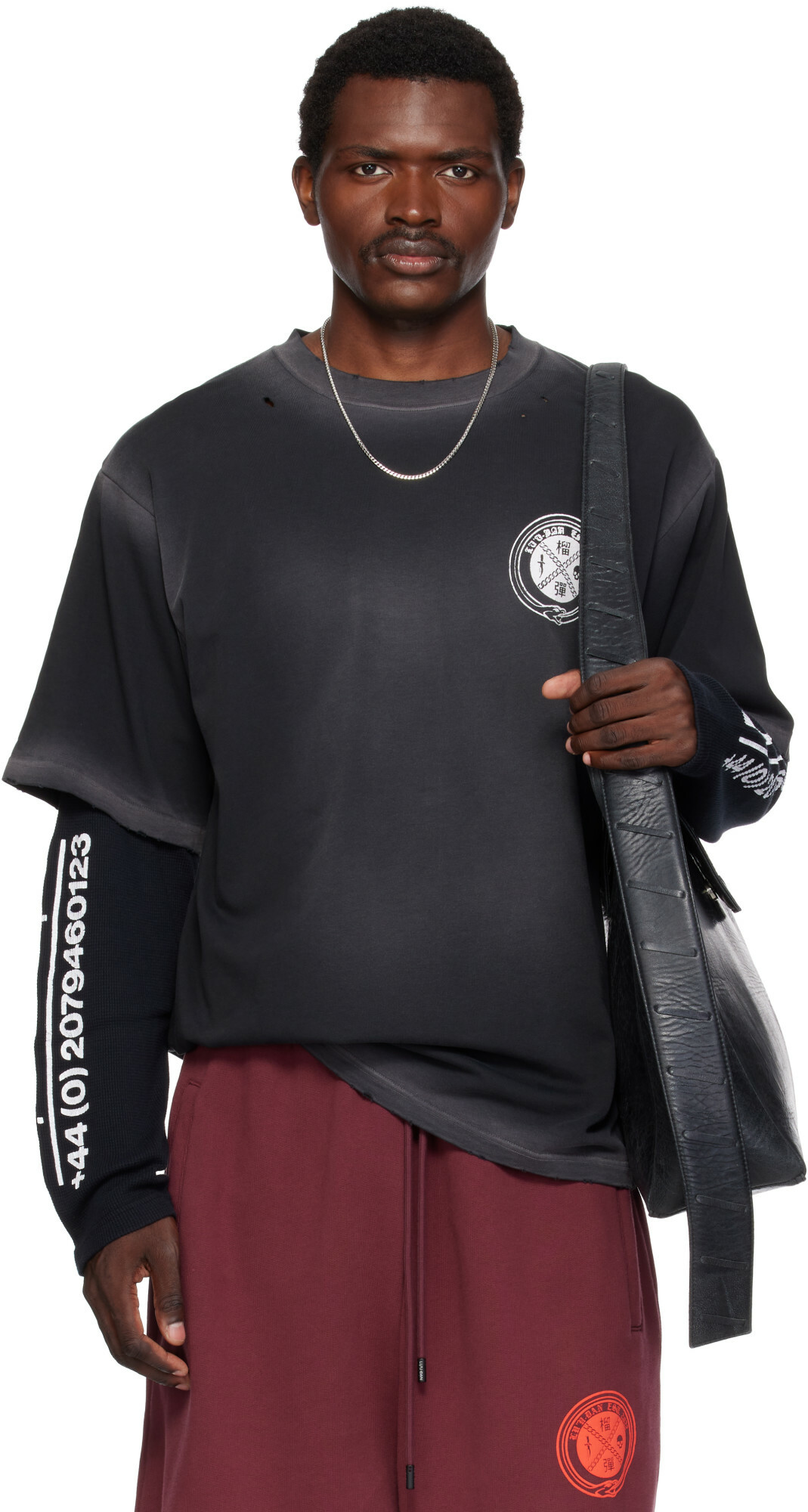 LU'U DAN Black Corroded Double Deck T-shirt