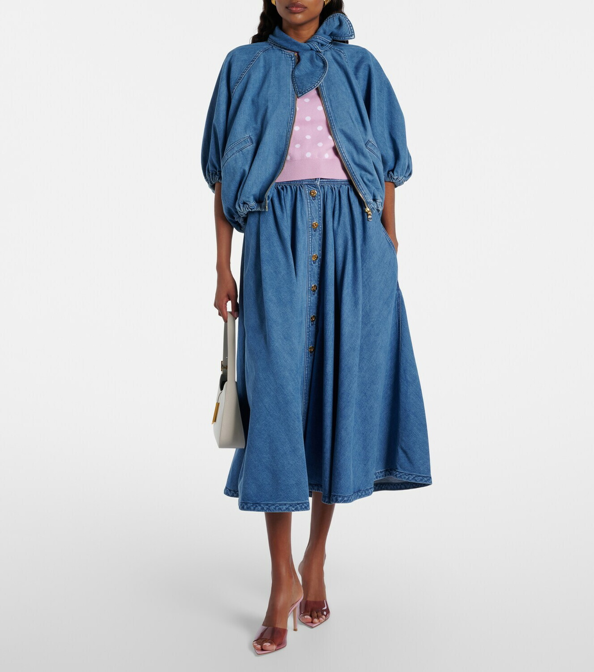 Patou Denim midi skirt
