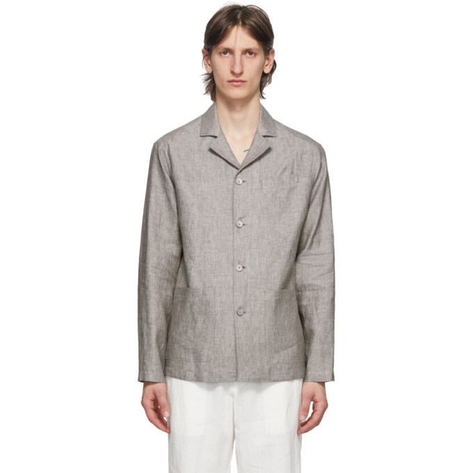 Photo: Z Zegna Grey Linen Overshirt Jacket