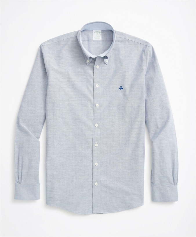 Photo: Brooks Brothers Men's Stretch Non-Iron Oxford Button-Down Collar Sport Shirt | Blue
