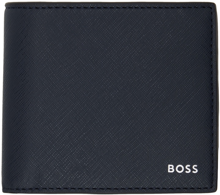 Photo: BOSS Navy Logo Plate Wallet