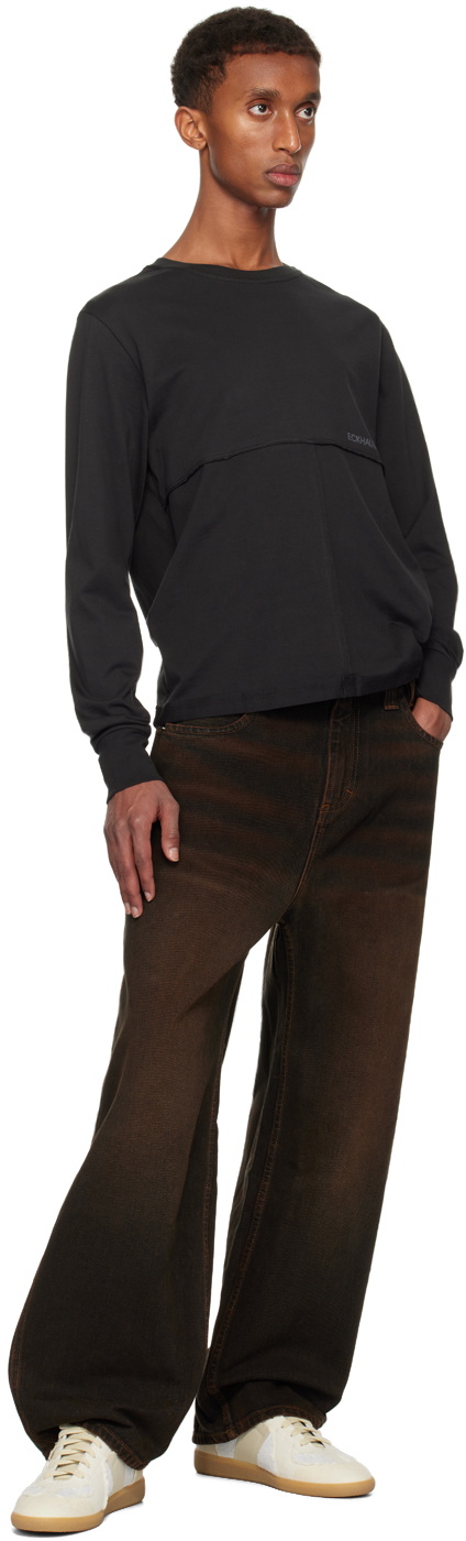 Eckhaus Latta Black Lapped Long Sleeve T-shirt Eckhaus Latta