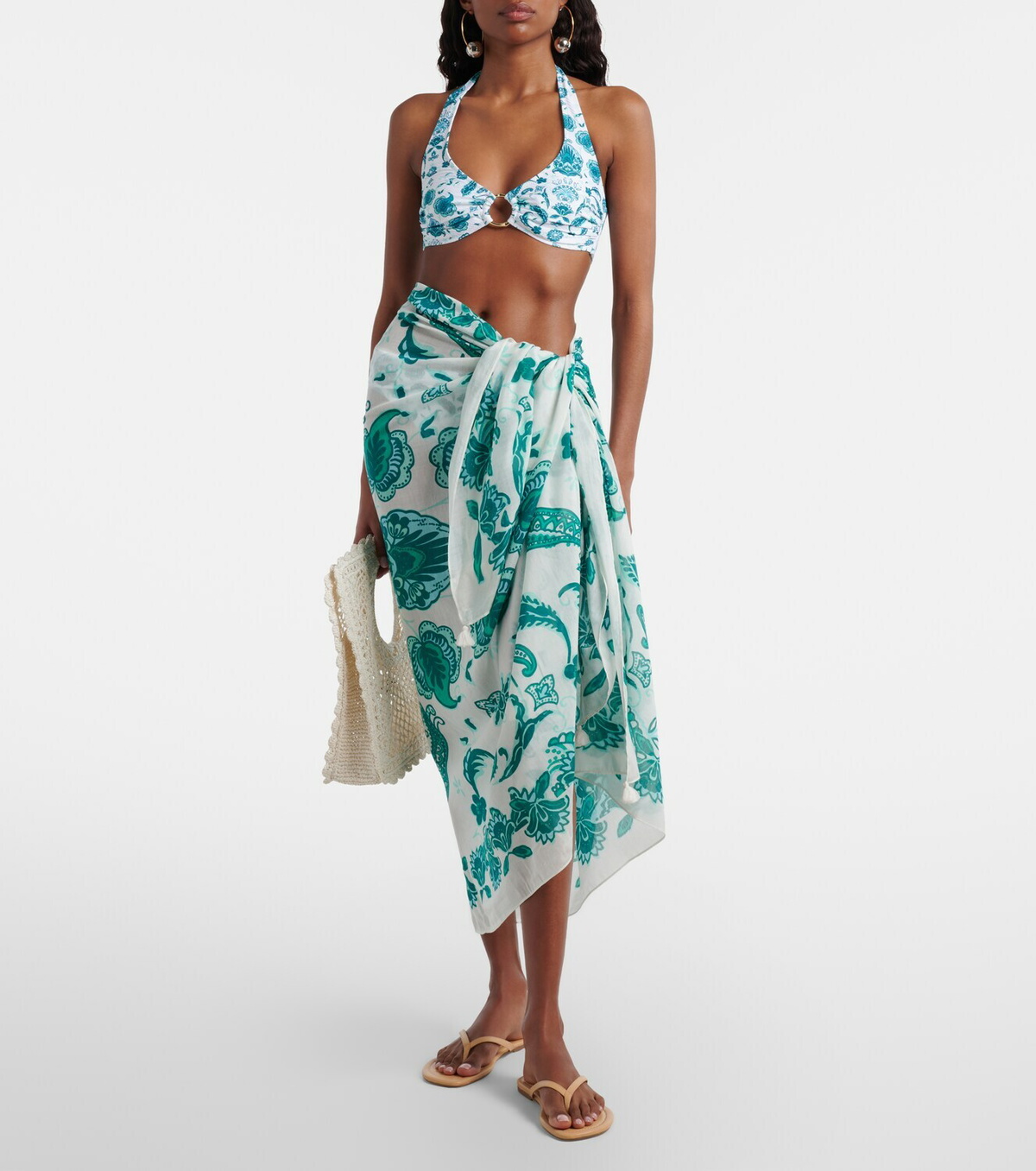 Heidi Klein Kos paisley cotton and silk beach cover-up