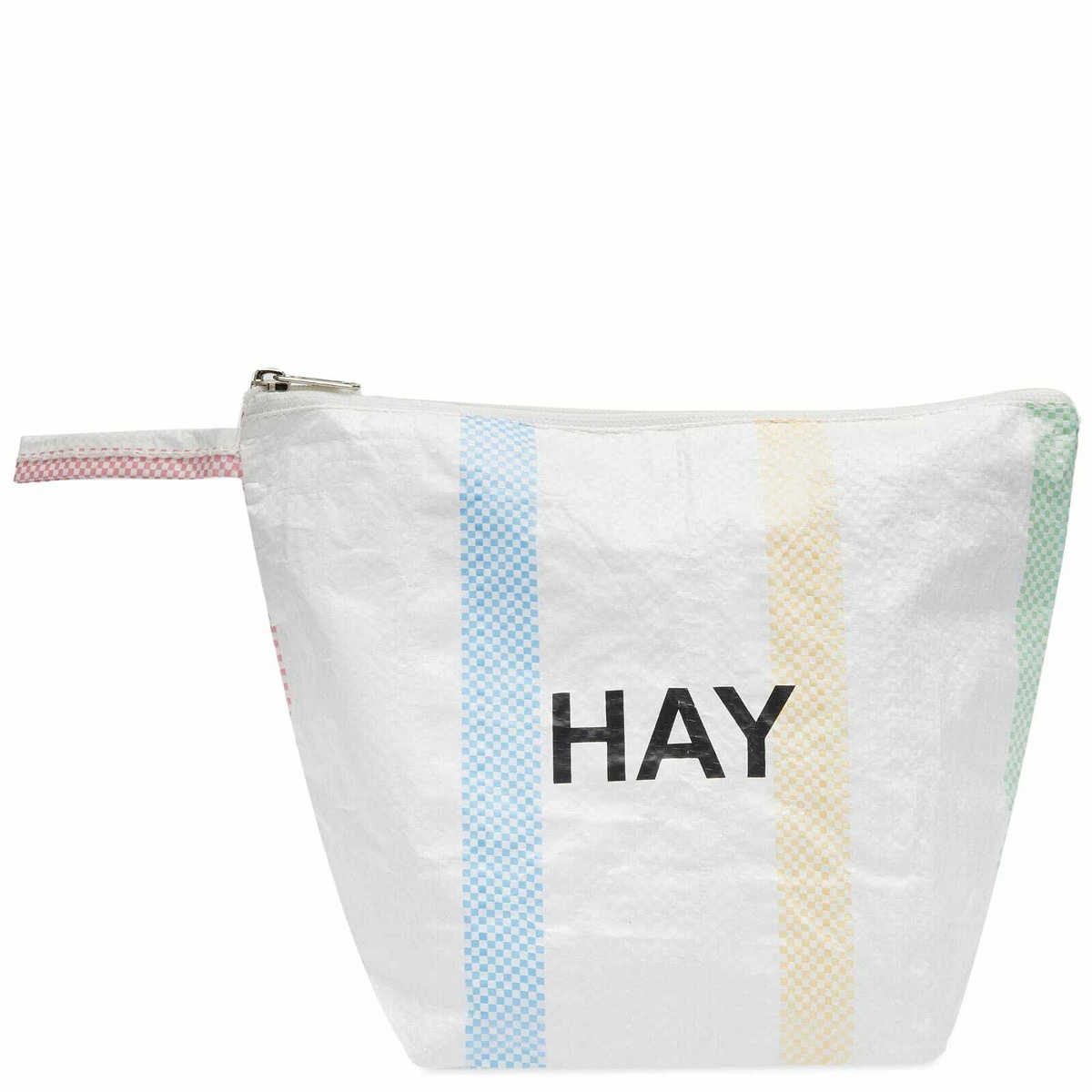 Photo: HAY Recycled Candy Stripe Wash Bag - Medium in Multi