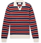 Mr P. - Striped Knitted Cotton Polo Shirt - Brick