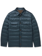 Loro Piana - Quilted Silk-Twill Down Overshirt - Blue