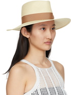 Maison Michel Beige Straw Charles Fedora Hat