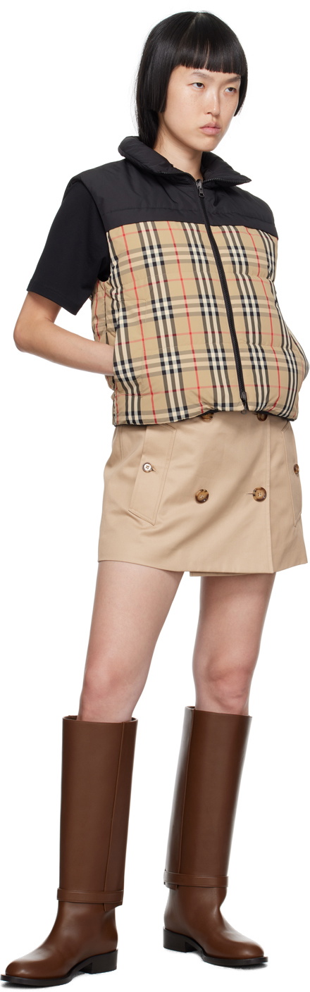 Burberry Beige & Black Check Reversible Down Vest