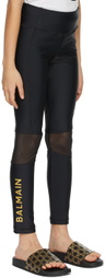 Balmain Kids Black Logo Leggings