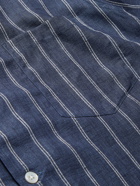 TURNBULL & ASSER - Camp-Collar Striped Linen Shirt - Blue