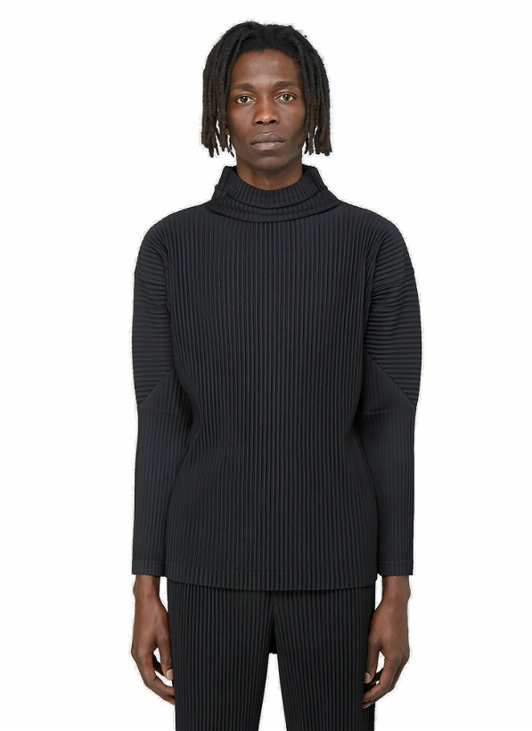 Photo: Funnel Neck Pleated Top in Black