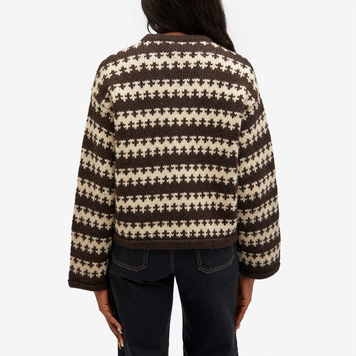 Nudie Jeans Co Women's Gerd Fair Isle Alpaca Knit in Brown