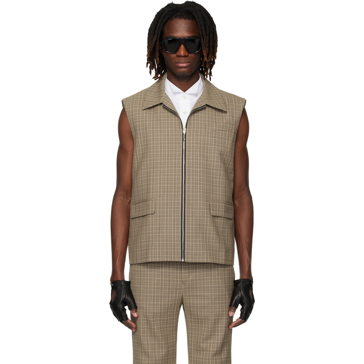 Ernest W. Baker Brown Sleeveless Tailored Jacket Vest