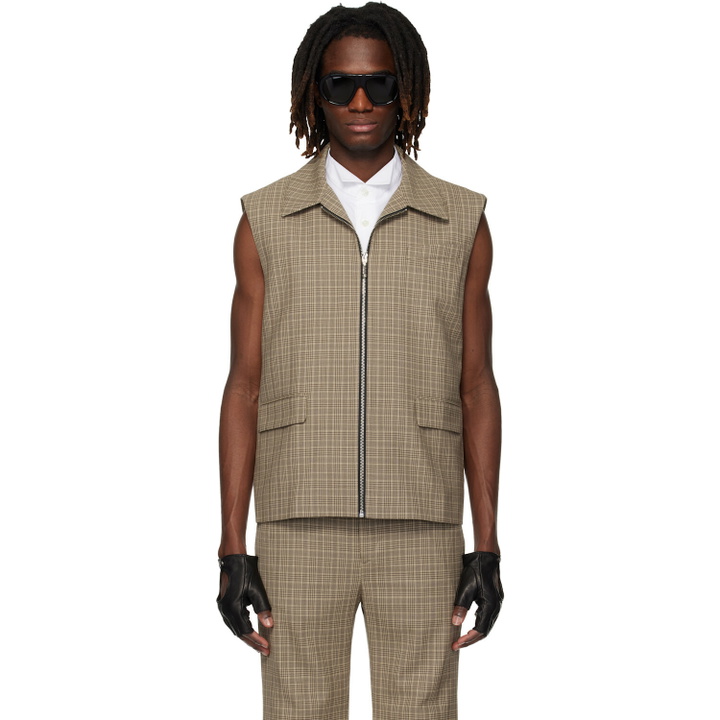 Photo: Ernest W. Baker Brown Sleeveless Tailored Jacket Vest