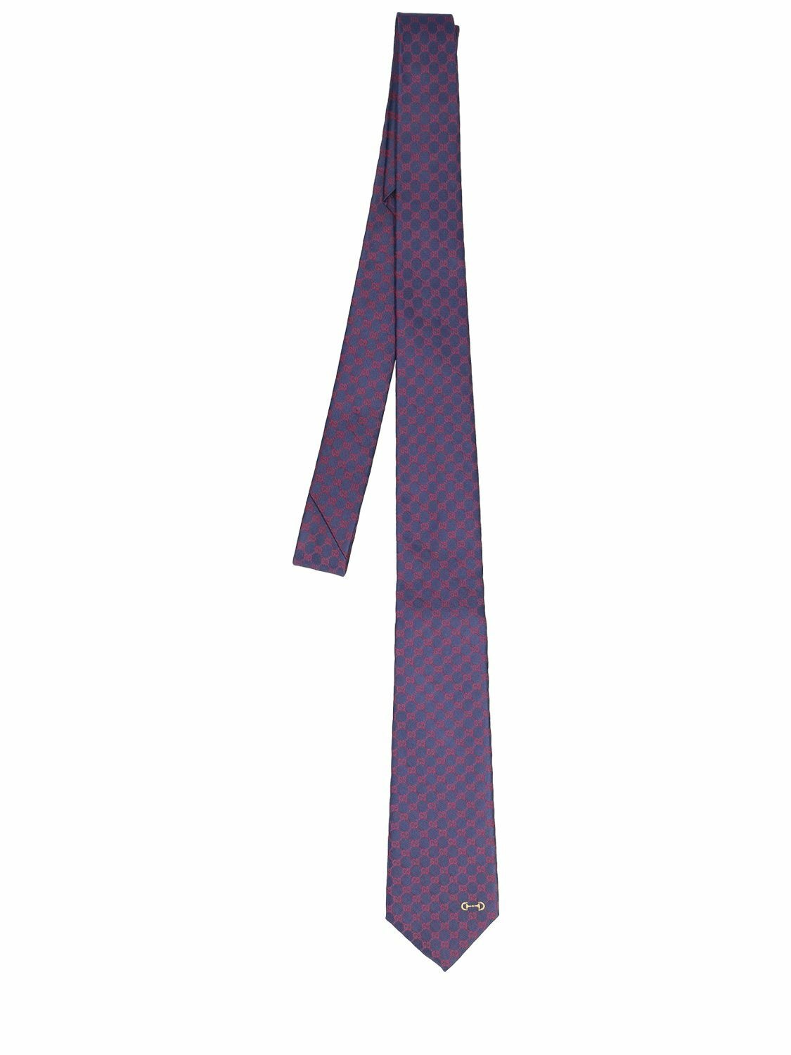 Photo: GUCCI - 7cm Gg Mono Horsebit Silk Jacquard Tie