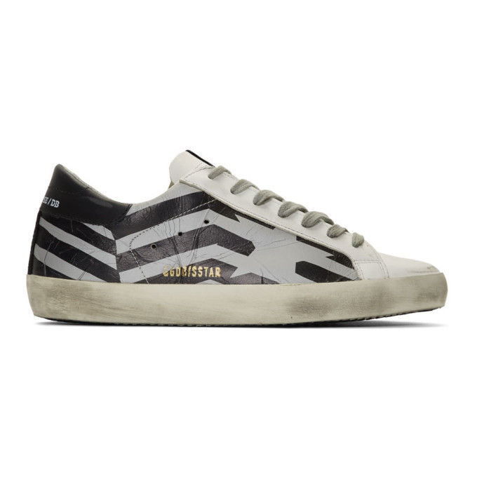 Photo: Golden Goose Silver and White Scotch Flag Superstar Sneakers