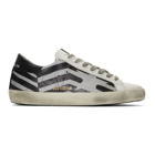 Golden Goose Silver and White Scotch Flag Superstar Sneakers