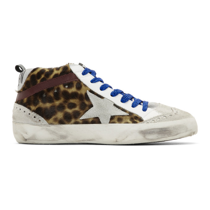 Golden Goose Grey Leopard Mid Star Pony Sneakers Golden Goose