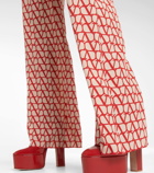 Valentino VLogo-print wide-leg silk pants