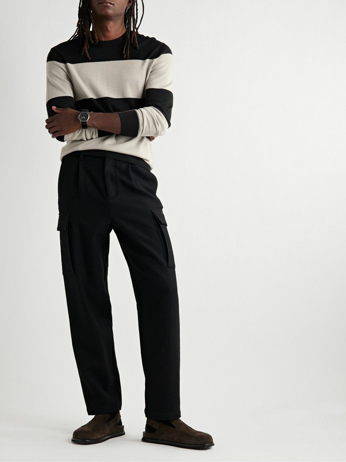 Pull En Laine Club Monaco Col V Gris Et Noir - Color Block, Taille S, Occasion Très Bon état