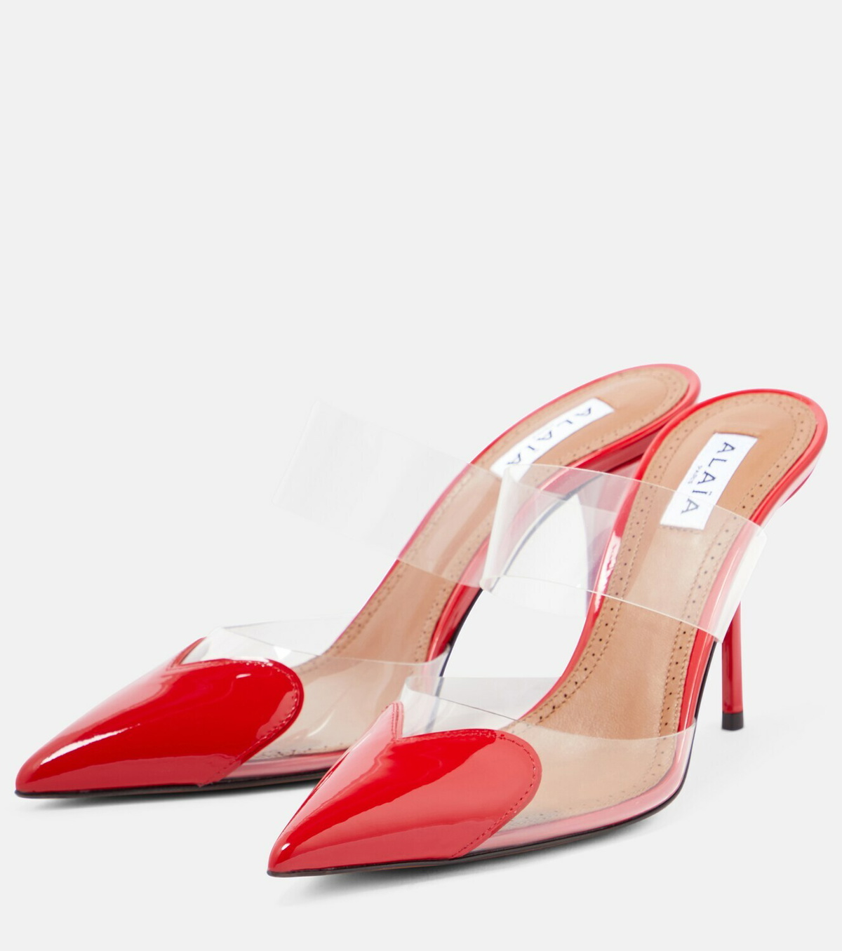 Alaïa Cœur patent leather and PU mules