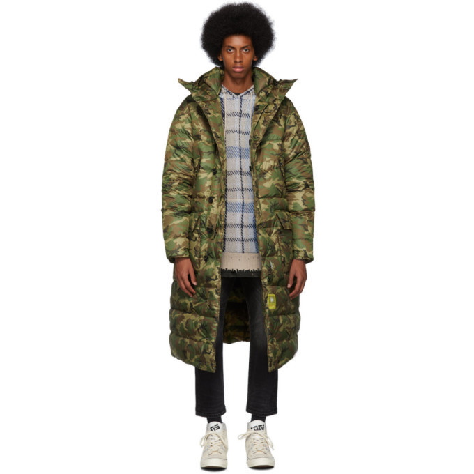 Photo: R13 Khaki Brumal Edition Camo Down Long Anorak Puffer Coat