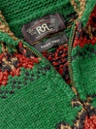 RRL - Shawl-Collar Wool-Blend Jacquard Zip-Up Cardigan - Green