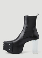 Grilled Platform Heeled Boots in Black