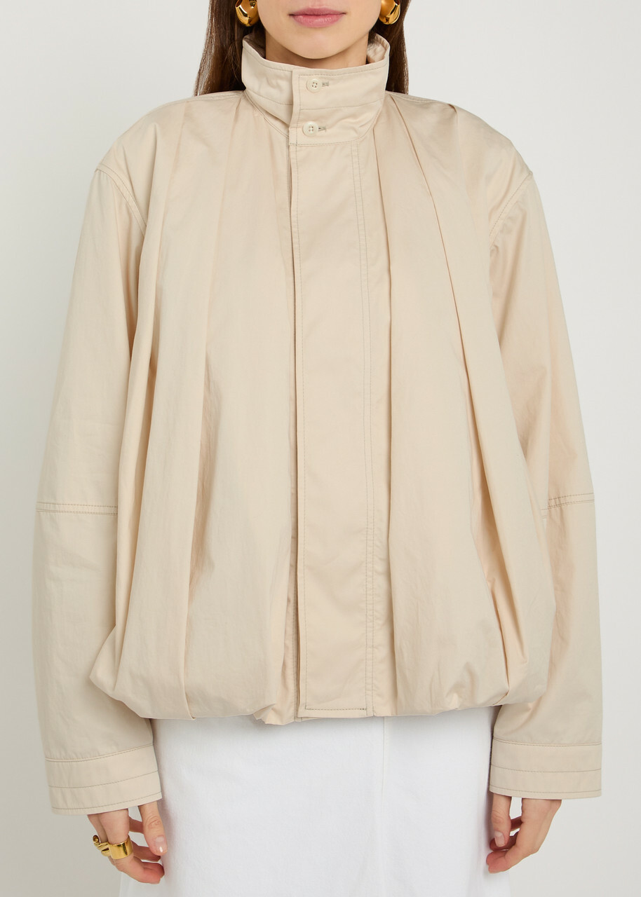 Lemaire High-neck Pleated Cotton Jacket Yellow Light